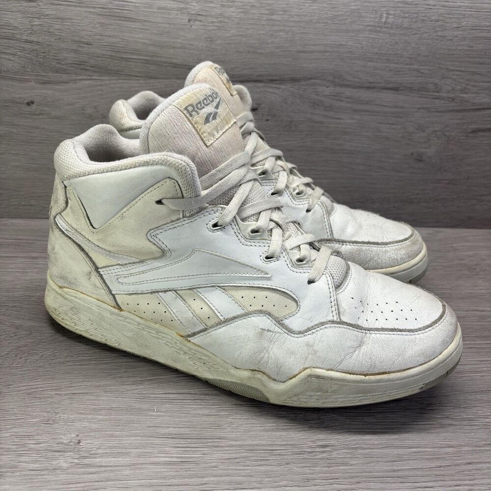 RARE Vintage Reebok White Leather Shoes Mens Size 13 High Top Basketball Classic